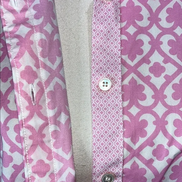 Talbots Pink Geometric Button Down Shirt - Picture 4 of 12